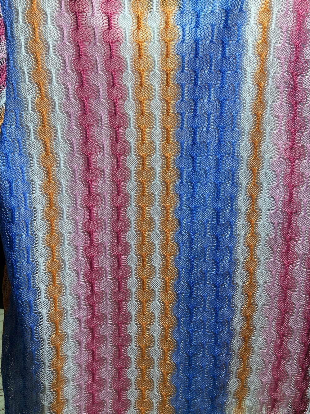 Alfred Dunner Multicolor Chevron Short Sleeve Top in Blue, Pink, Orange & Cream - Picture 6 of 6